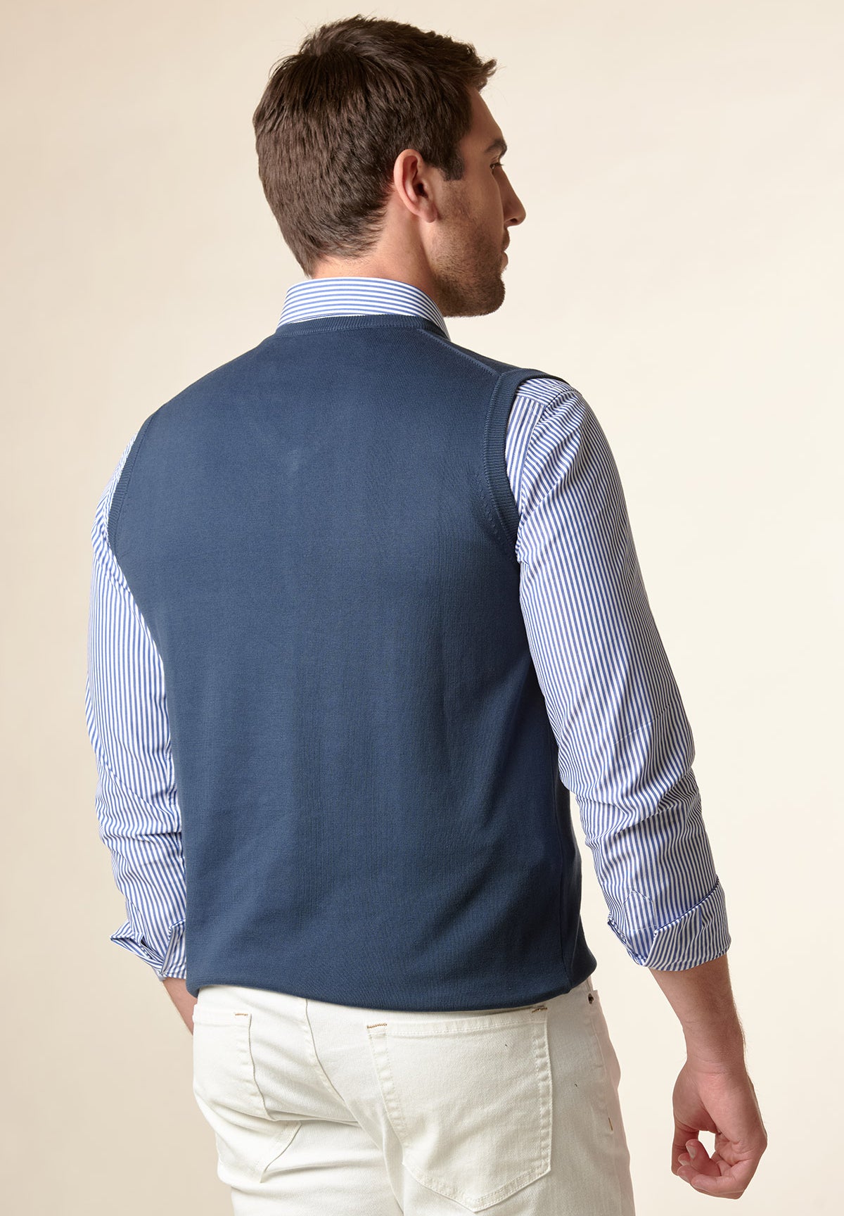 Blue cotton v-neck vest