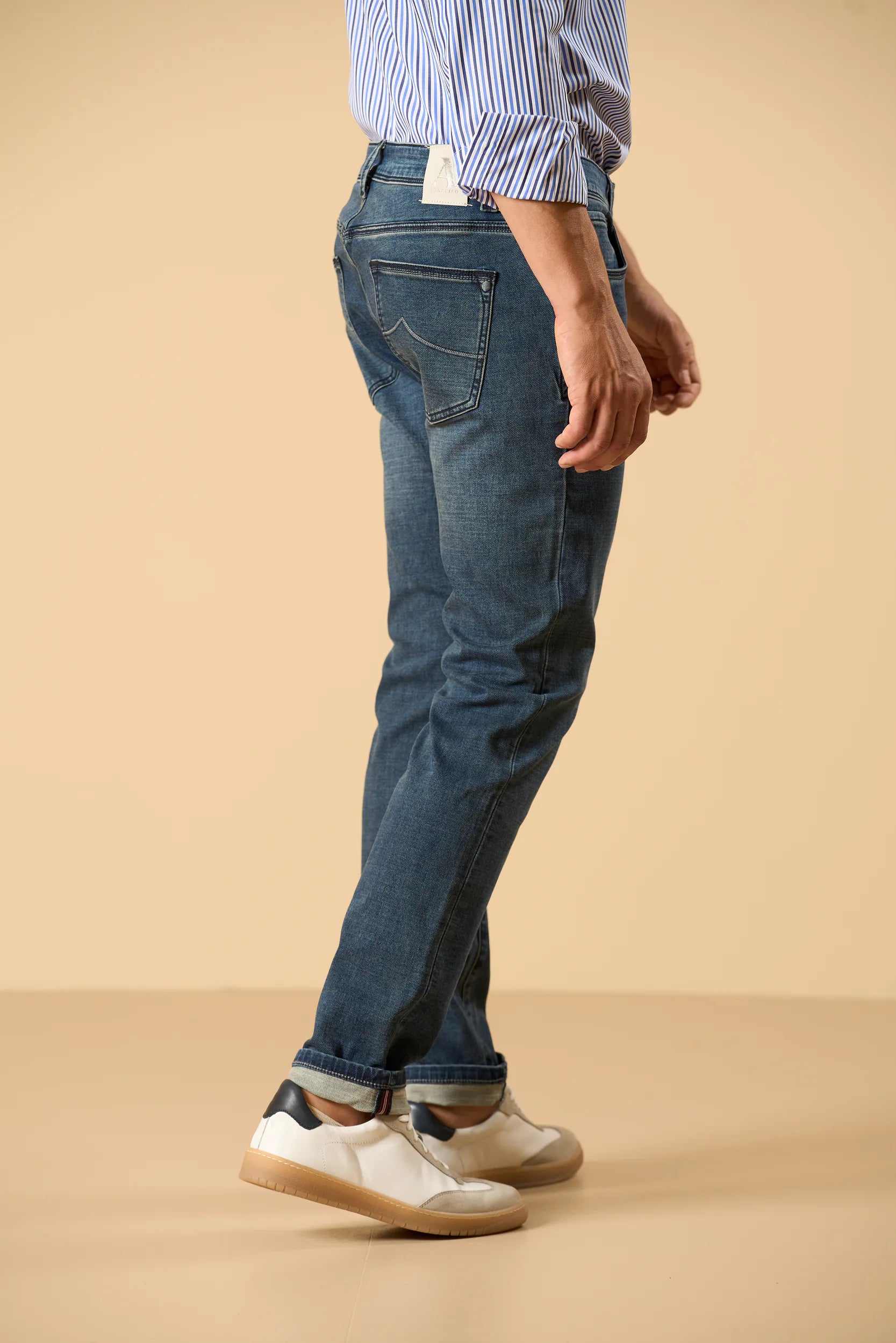 Jeans lavaggio medio cotone stretch custom fit Angelico 5