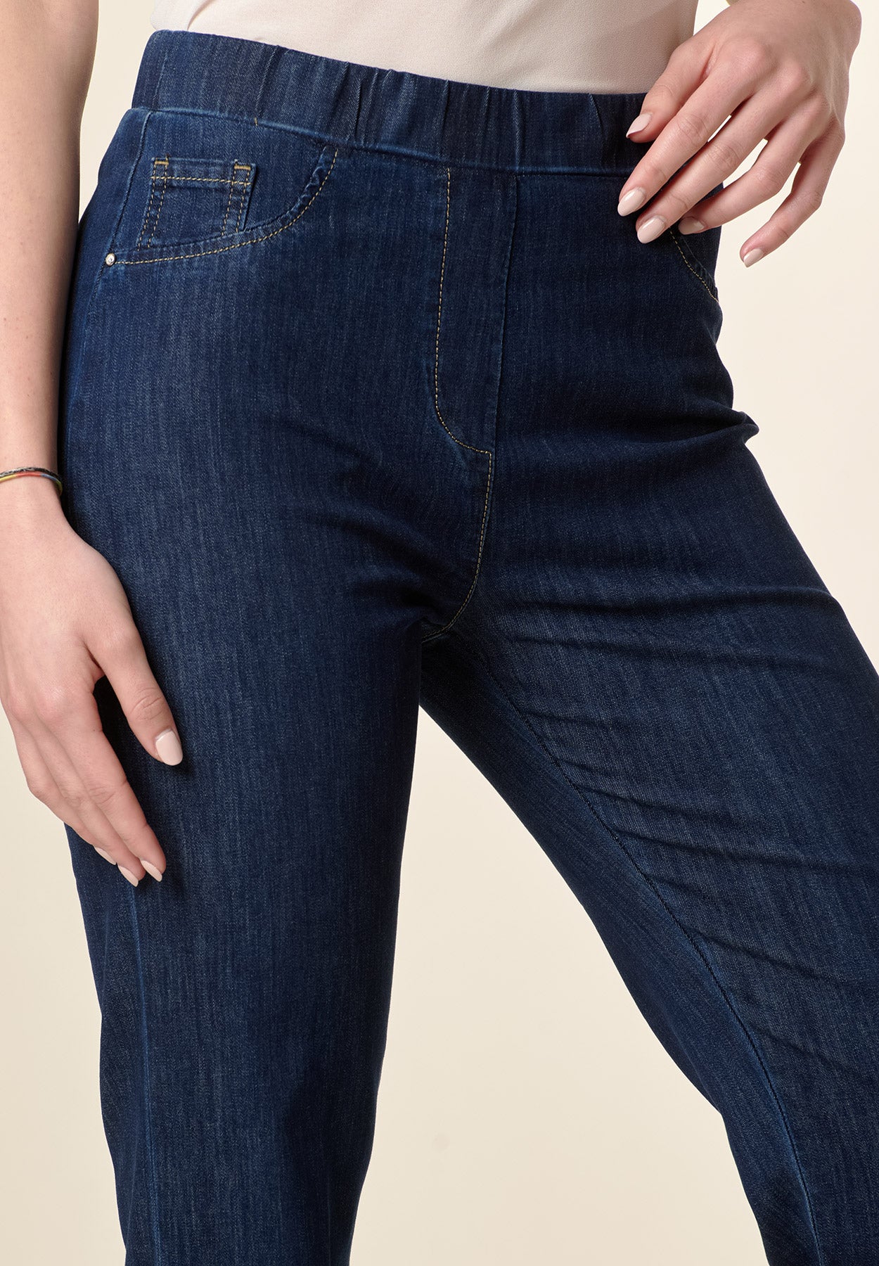Jeans stretch blu scuro elastico vita