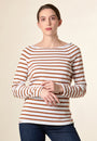 Maglia bianco-tabacco righe taglio vivo cotone-Angelico