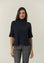 Lupetto blu manica 3/4 misto cashmere-Angelico