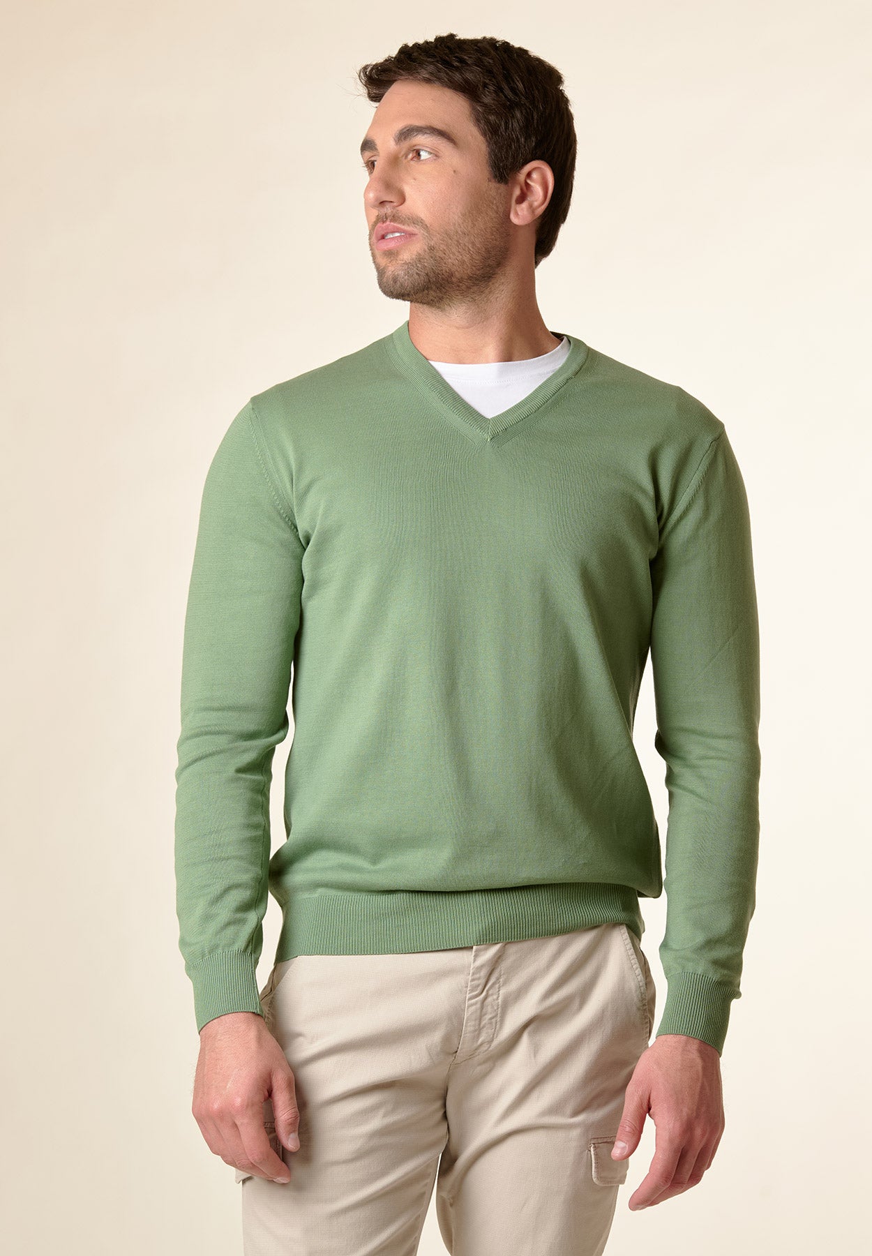V-neck light green cotton