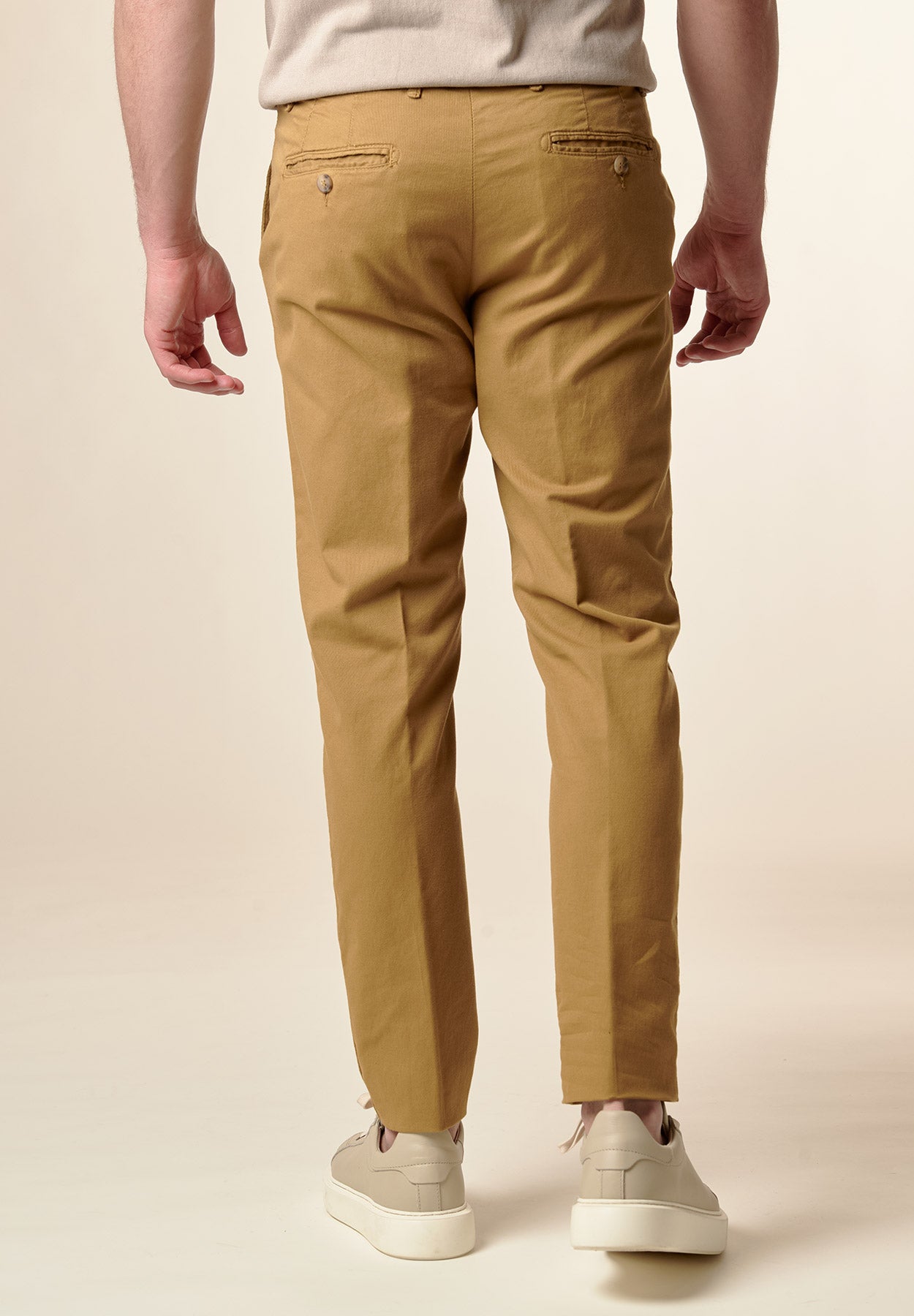 Pantalone senape cotone-lino slim fit
