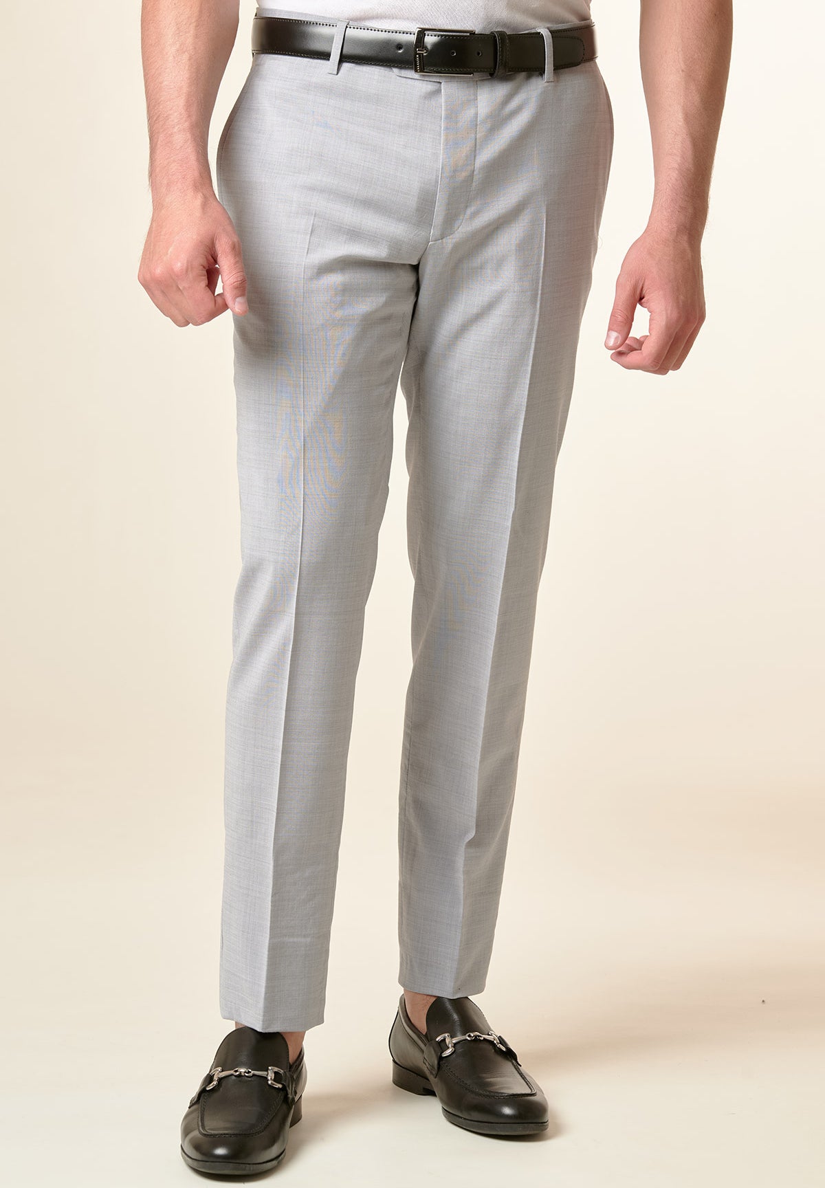 Pantalone grigio chiaro tela lana stretch custom fit