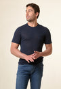 T-Shirt blu cotone crepe con taschino-Angelico