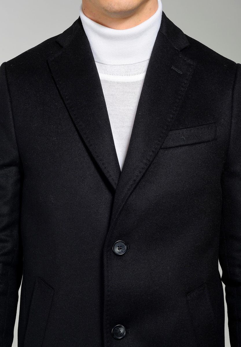 Cappotto nero 2 bottoni lana-cashmere