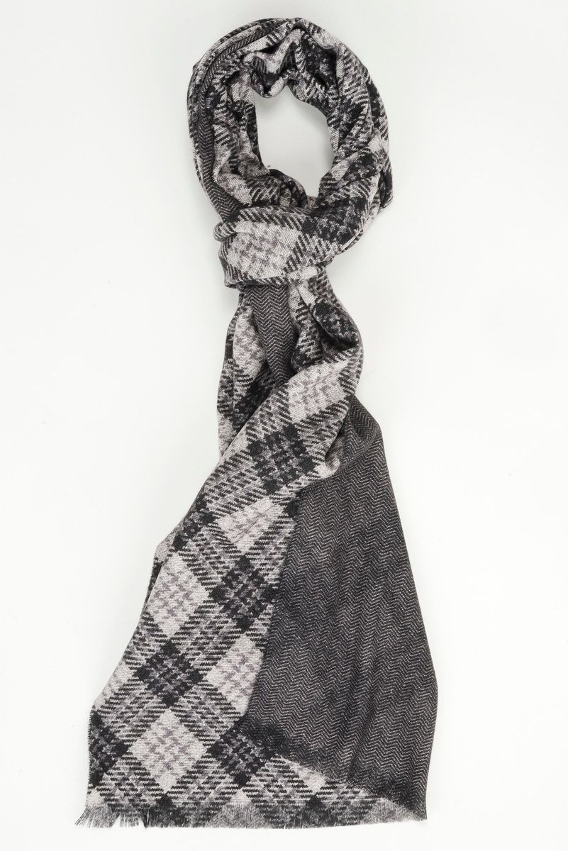 Sciarpa nero-grigio scozzese diagonale