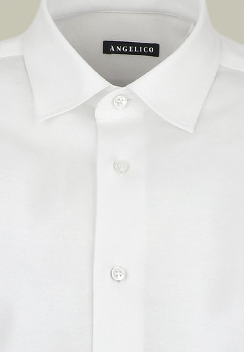 Angelico - Camicia bianca pique manica lunga filo scozia - 2