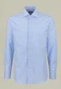 Camicia celeste rigata fine Slim-Angelico
