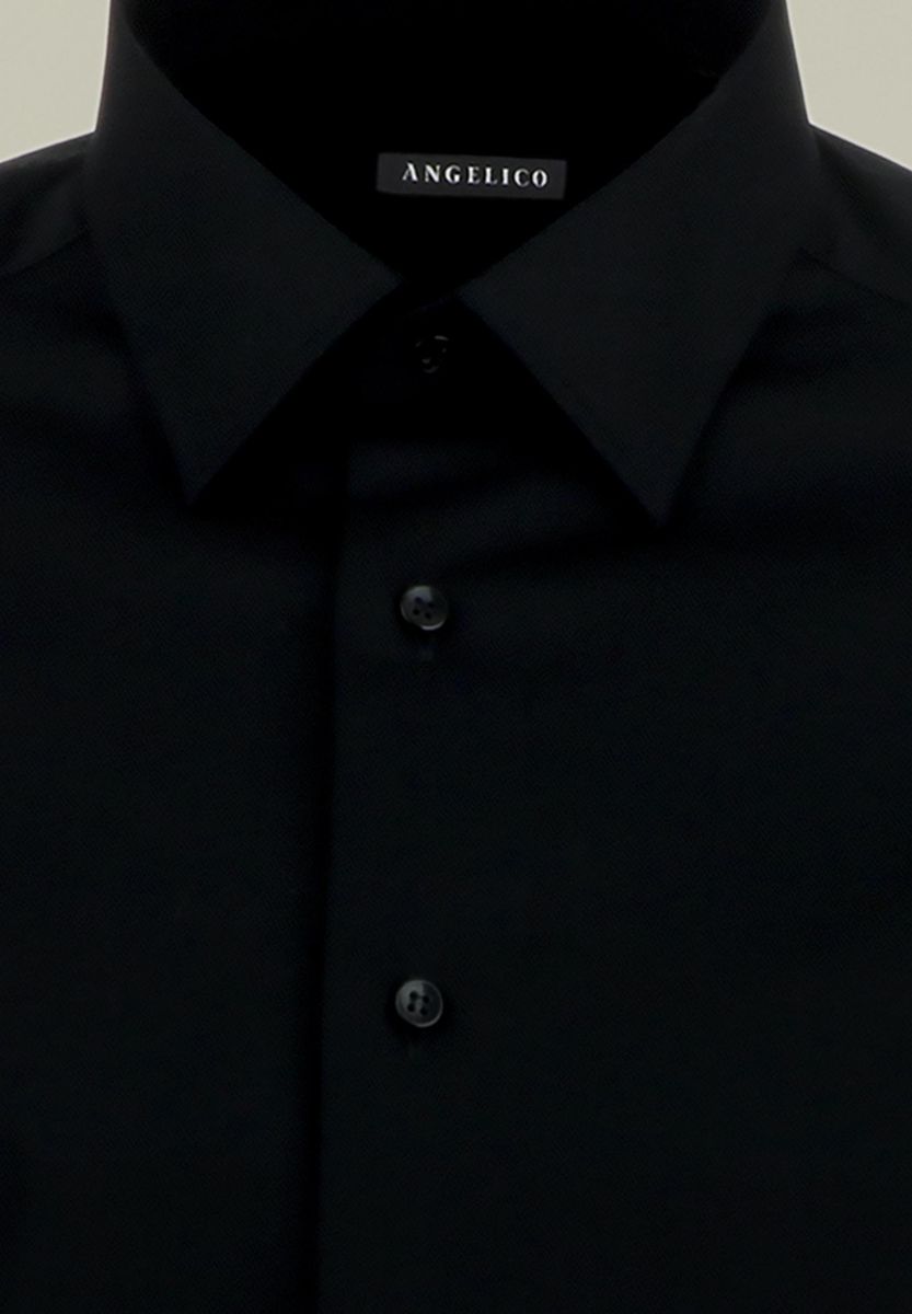 Angelico - Camicia nera cotone elasticizzato Slim - 2