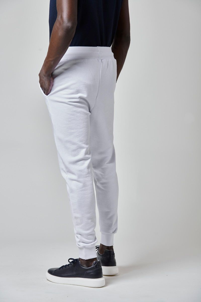 Angelico - Pantalone felpa bianco bordi costina - 3