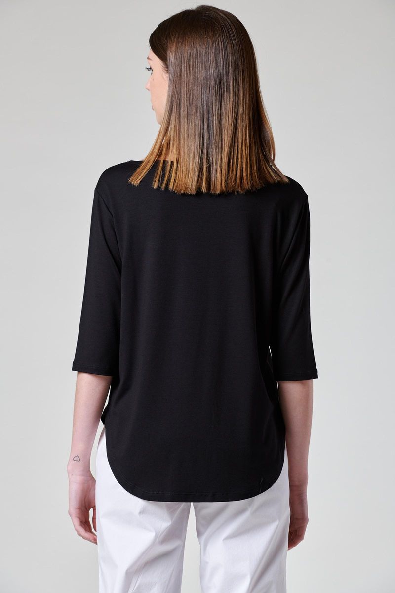 Angelico - T-shirt nera stampa modelle strass - 2