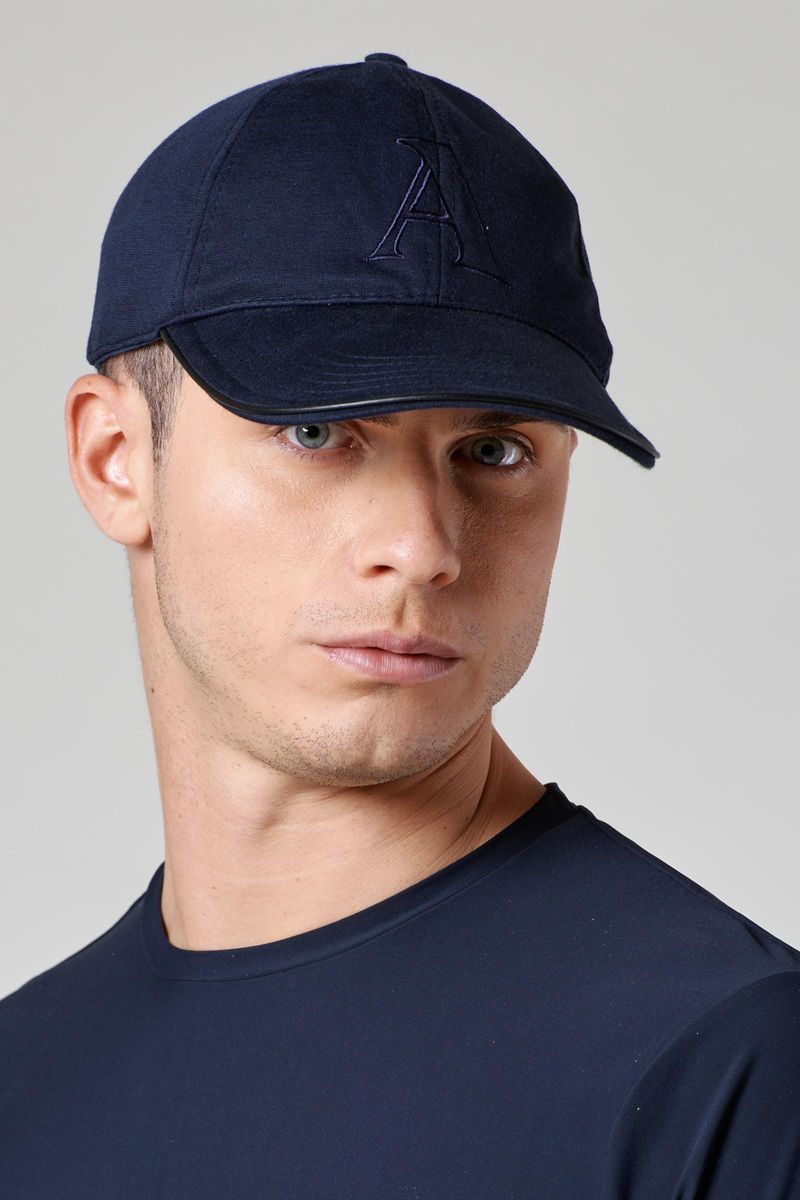 Angelico - Cappellino blu jersey stretch - 3