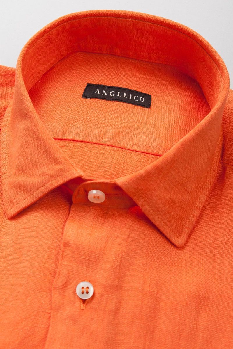 Angelico - Camicia arancione lino tinto capo - 2