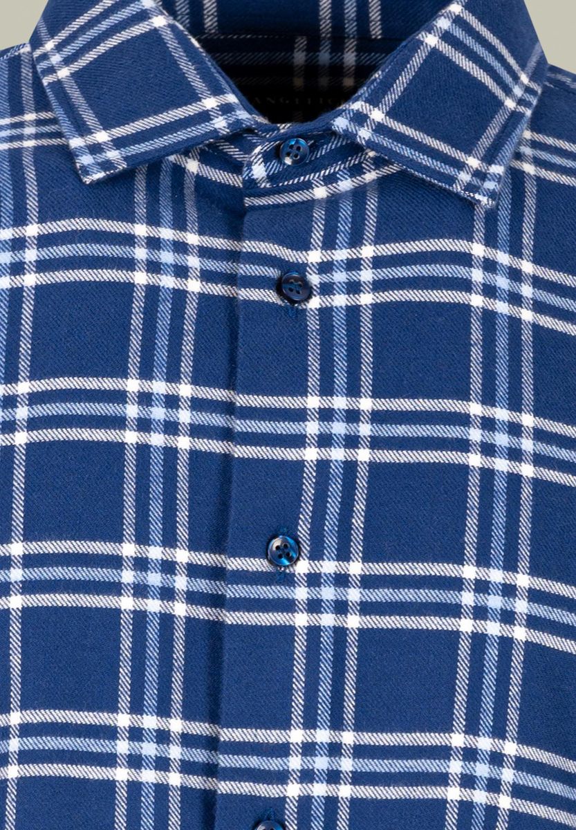 Camicia flanella scozzese bluette-azzurra