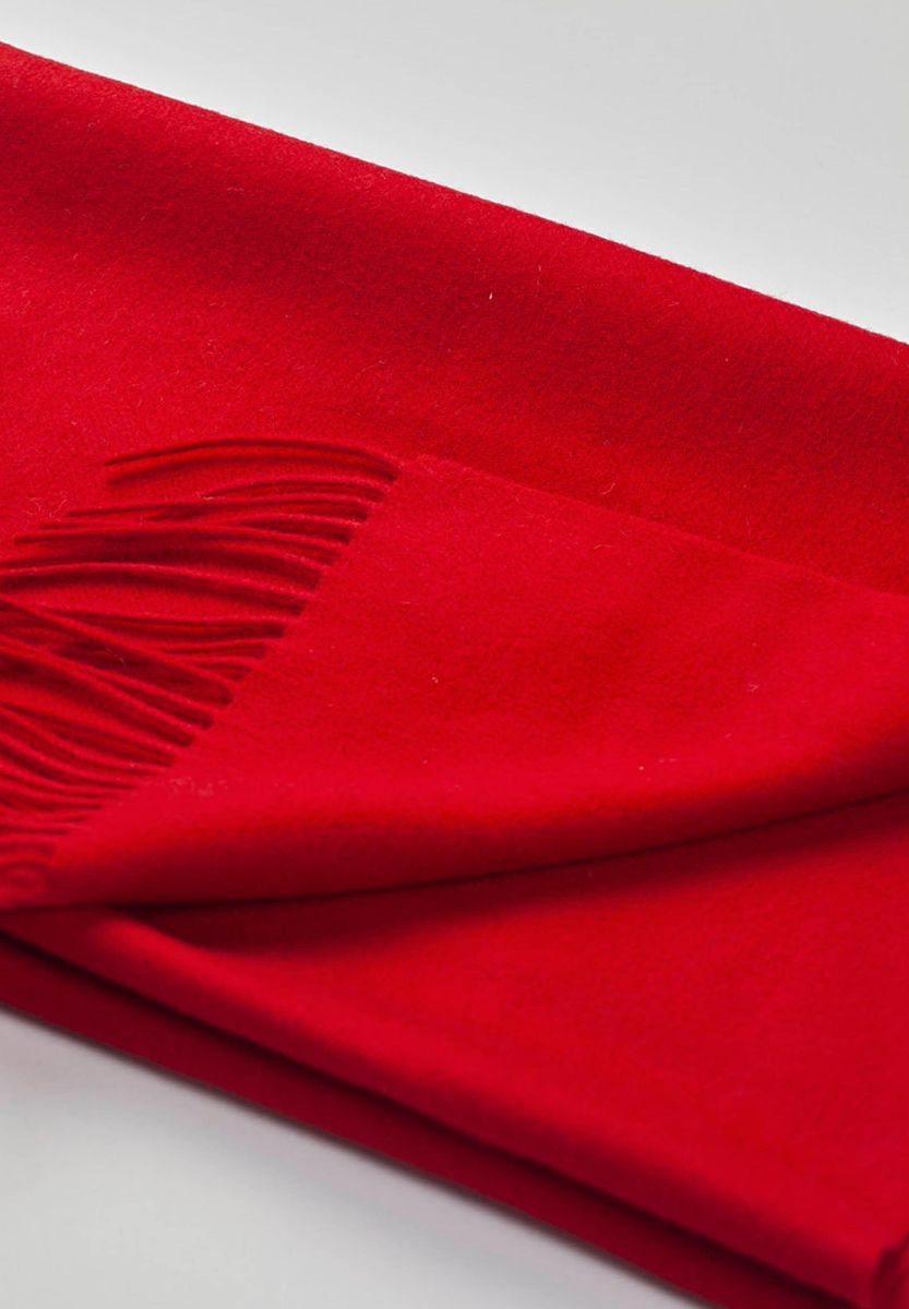 Angelico - Sciarpa rossa lana frange - 3