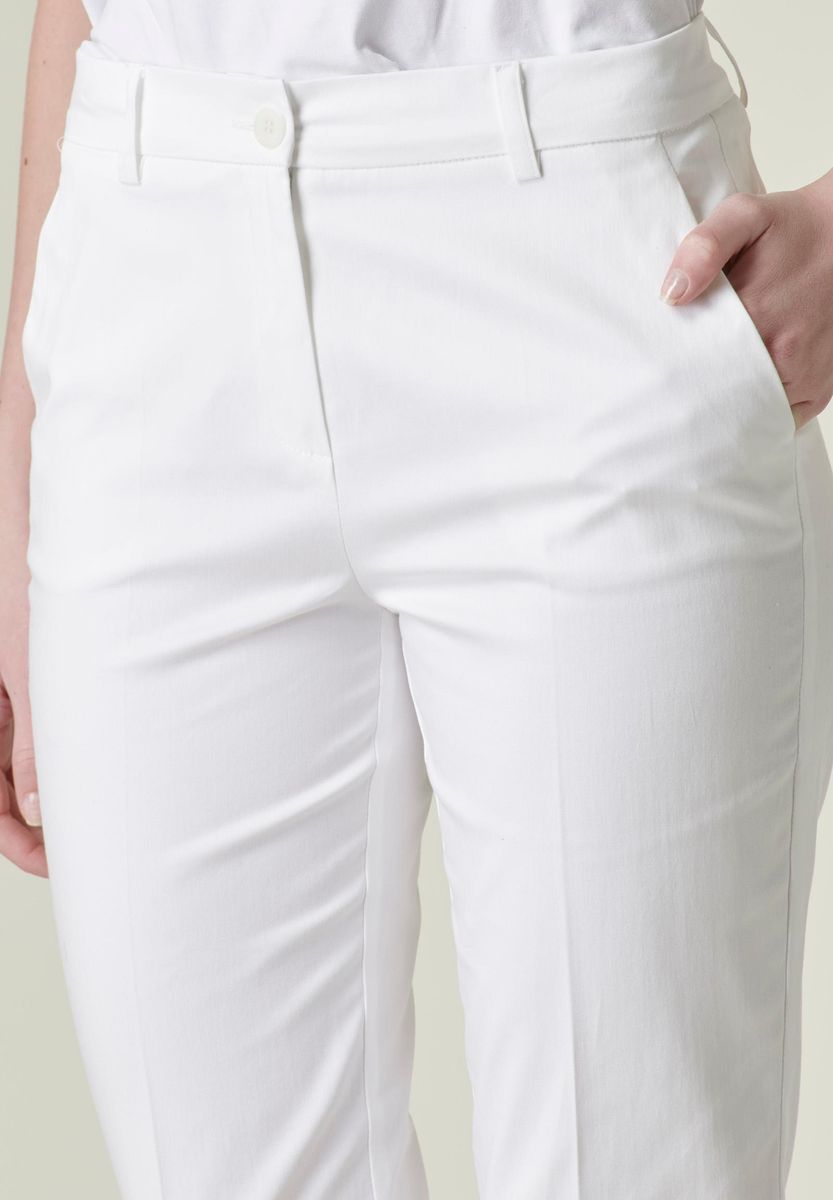 Angelico - Pantalone bianco sigaretta raso cotone stretch - 2