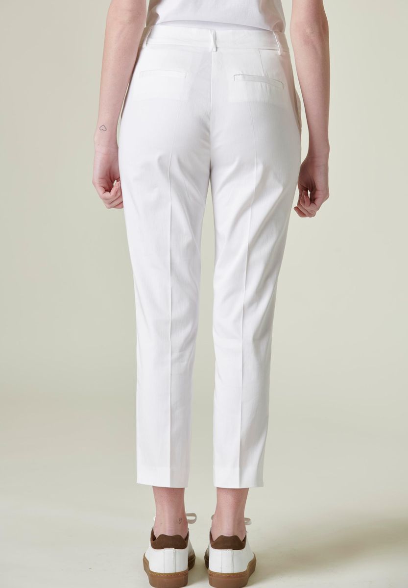 Angelico - Pantalone bianco sigaretta raso cotone stretch - 4