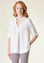 Angelico - Camicia bianca svasata colletto v misto lino - 1