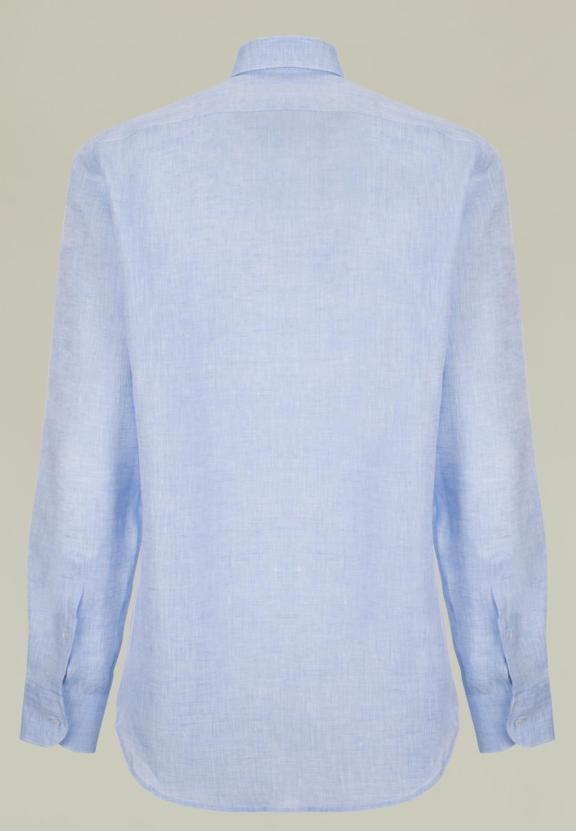 Angelico - Camicia azzurra lino collo francese - 2