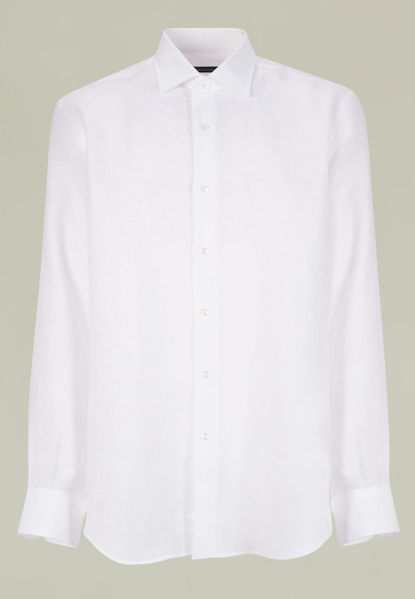 Angelico - Camicia bianca lino collo francese - 1