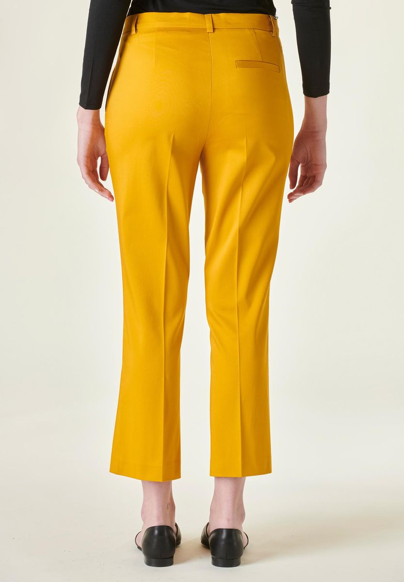 Angelico - Pantalone giallo cropped raso cotone - 4