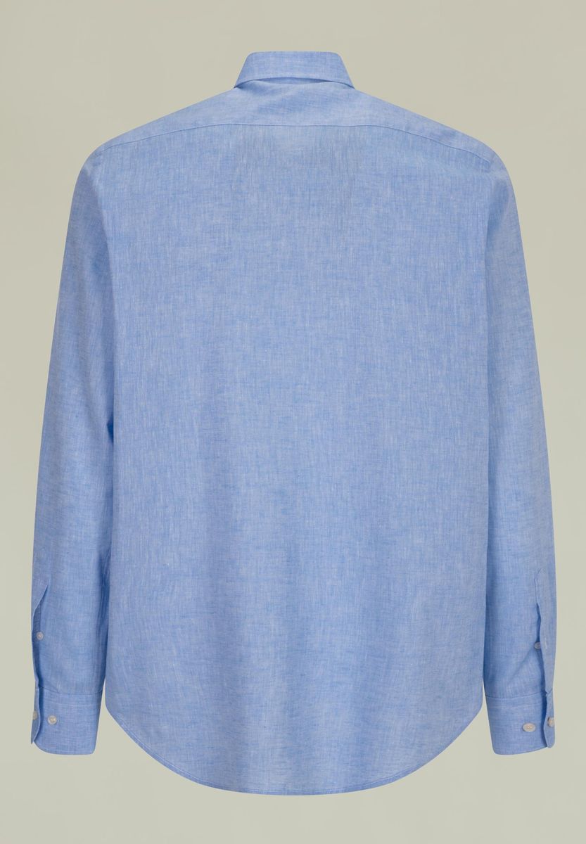 Angelico - Camicia azzurra lino-cotone collo italiano - 3