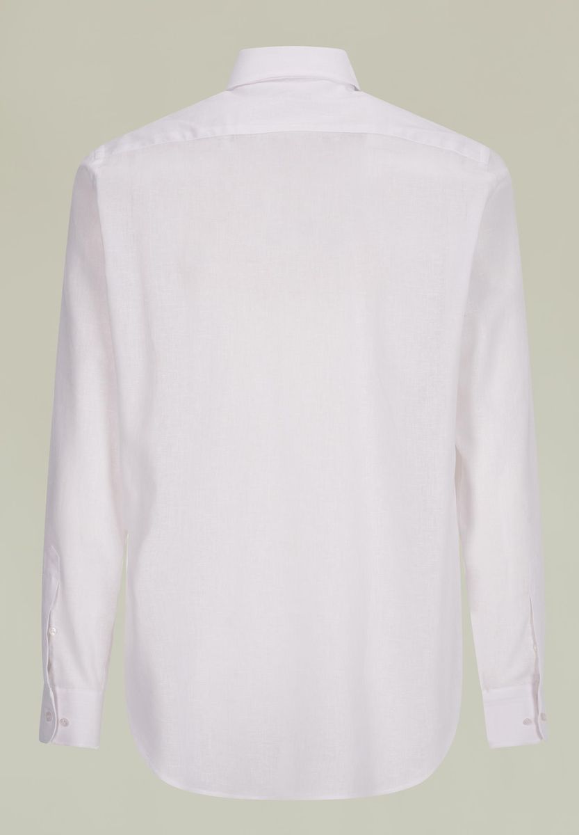 Angelico - Camicia bianca lino-cotone collo italiano - 3