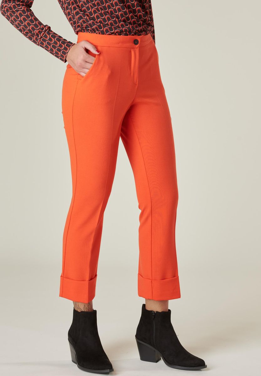 Angelico - Pantalone arancio fondo bordo alto - 1