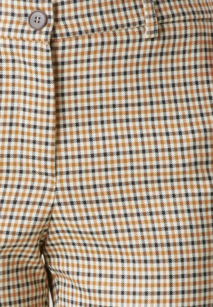 Angelico - Pantalone quadretto senape-bianco elastico vita - 2