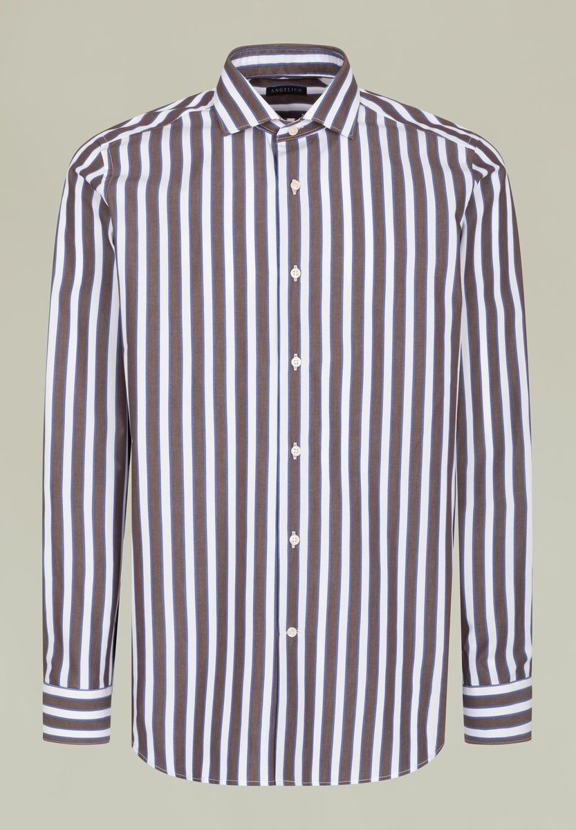 Camicia moro-bianco riga larga custom-Angelico