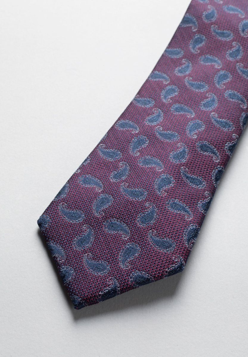 Cravatta prugna gocce blu seta-cotone