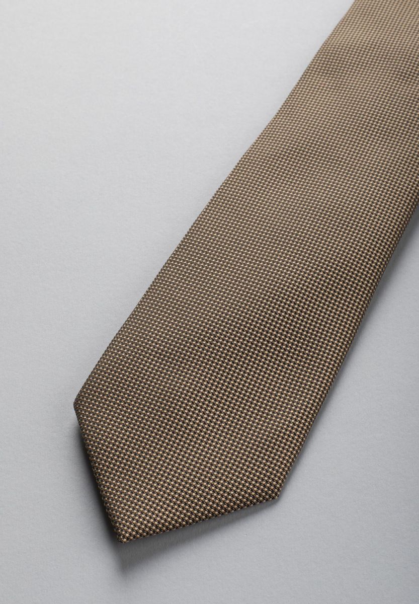 Cravatta nocciola seta puntinata