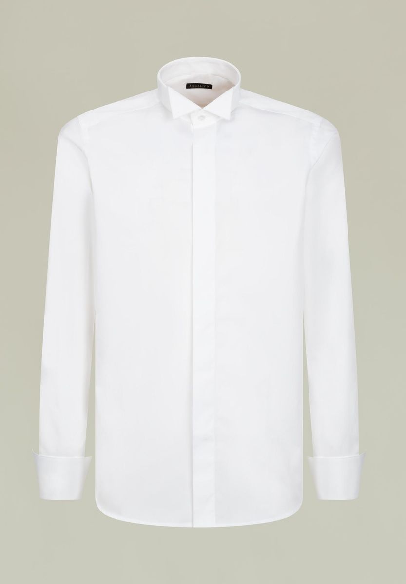 Angelico - Camicia bianca diplomatica polso doppio gemelli slim - 1