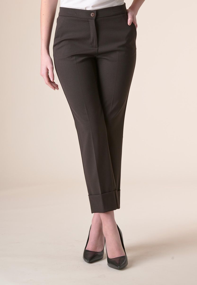 Pantalone moro cropped risvolto alto