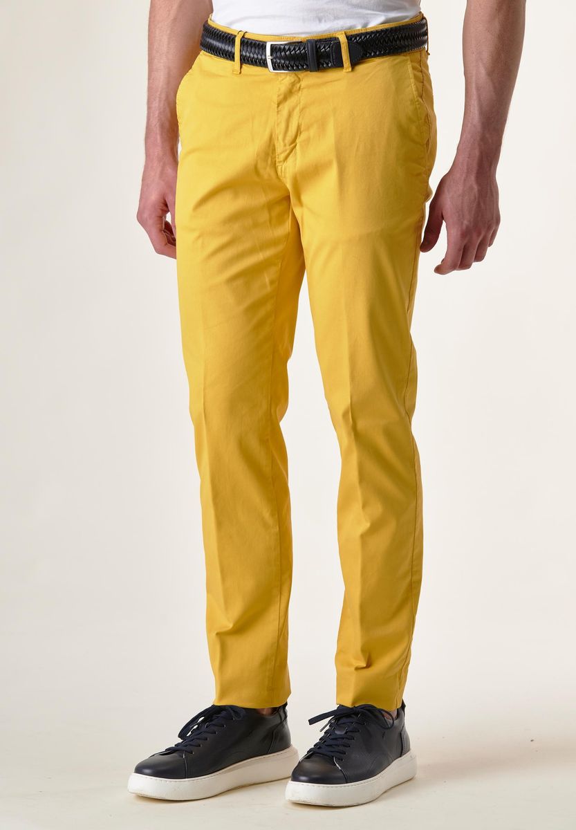 Angelico - Pantalone giallo tricotina tinto capo slim - 1