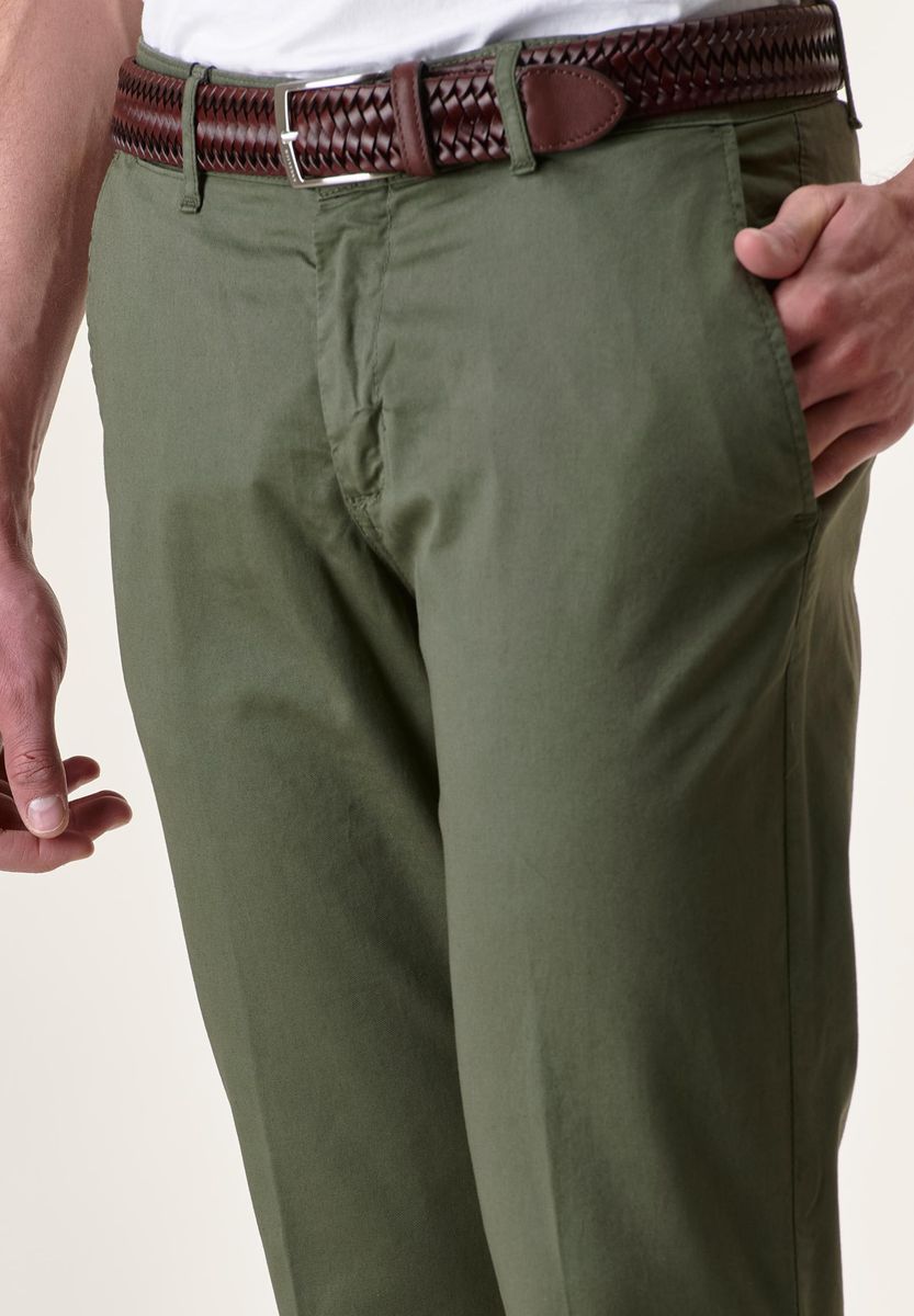 Angelico - Pantalone verde militare tricotina tinto capo slim - 2