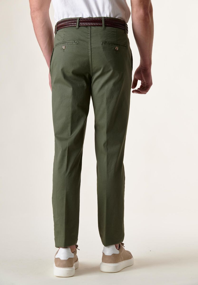 Angelico - Pantalone verde militare tricotina tinto capo slim - 3