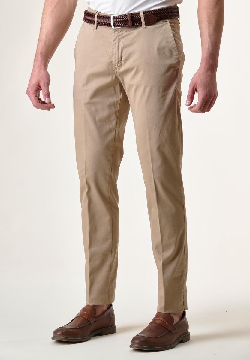 Angelico - Pantalone beige tricotina tinto capo slim - 1