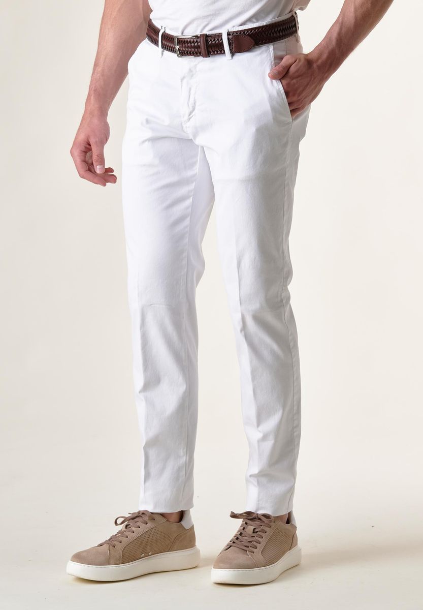 Angelico - Pantalone bianco tricotina tinto capo slim - 1