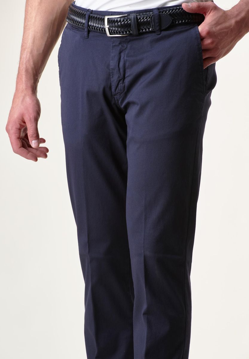 Angelico - Pantalone blu tricotina tinto capo slim - 2