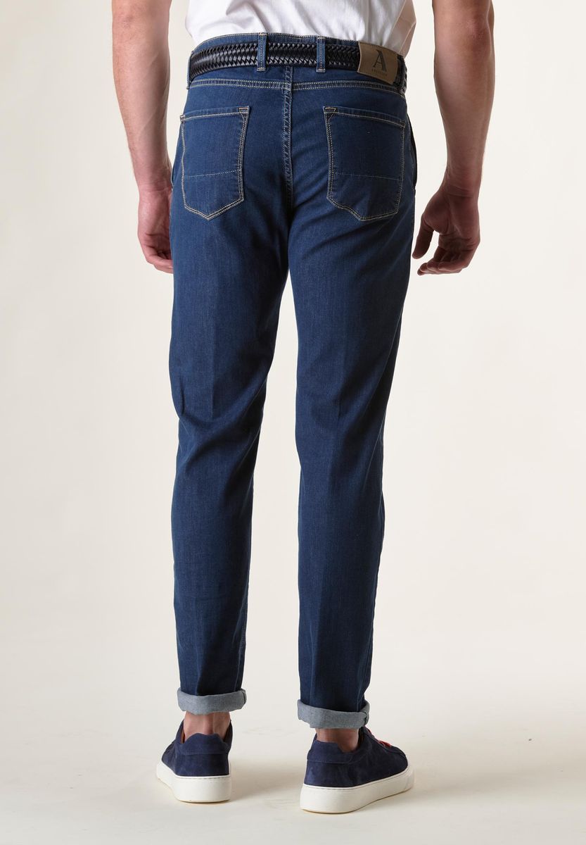 Angelico - Jeans tasche America impunture beige slim - 3