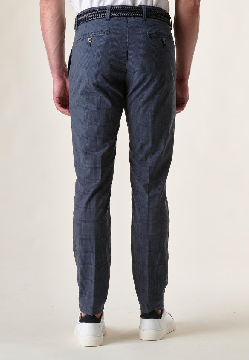 Angelico - Pantalone blu cotone tc quadri Galles Slim - 3