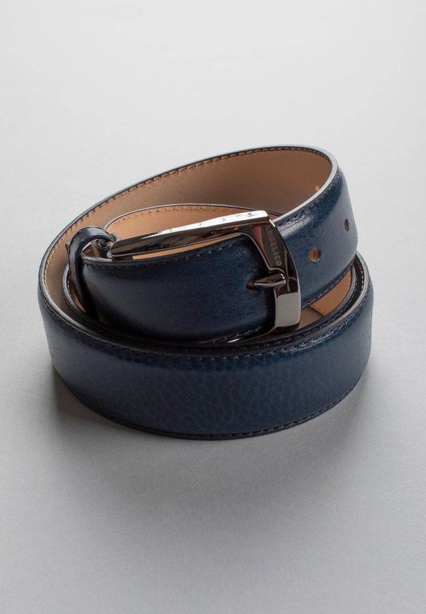 Angelico - Cintura blu pelle tamponata - 1