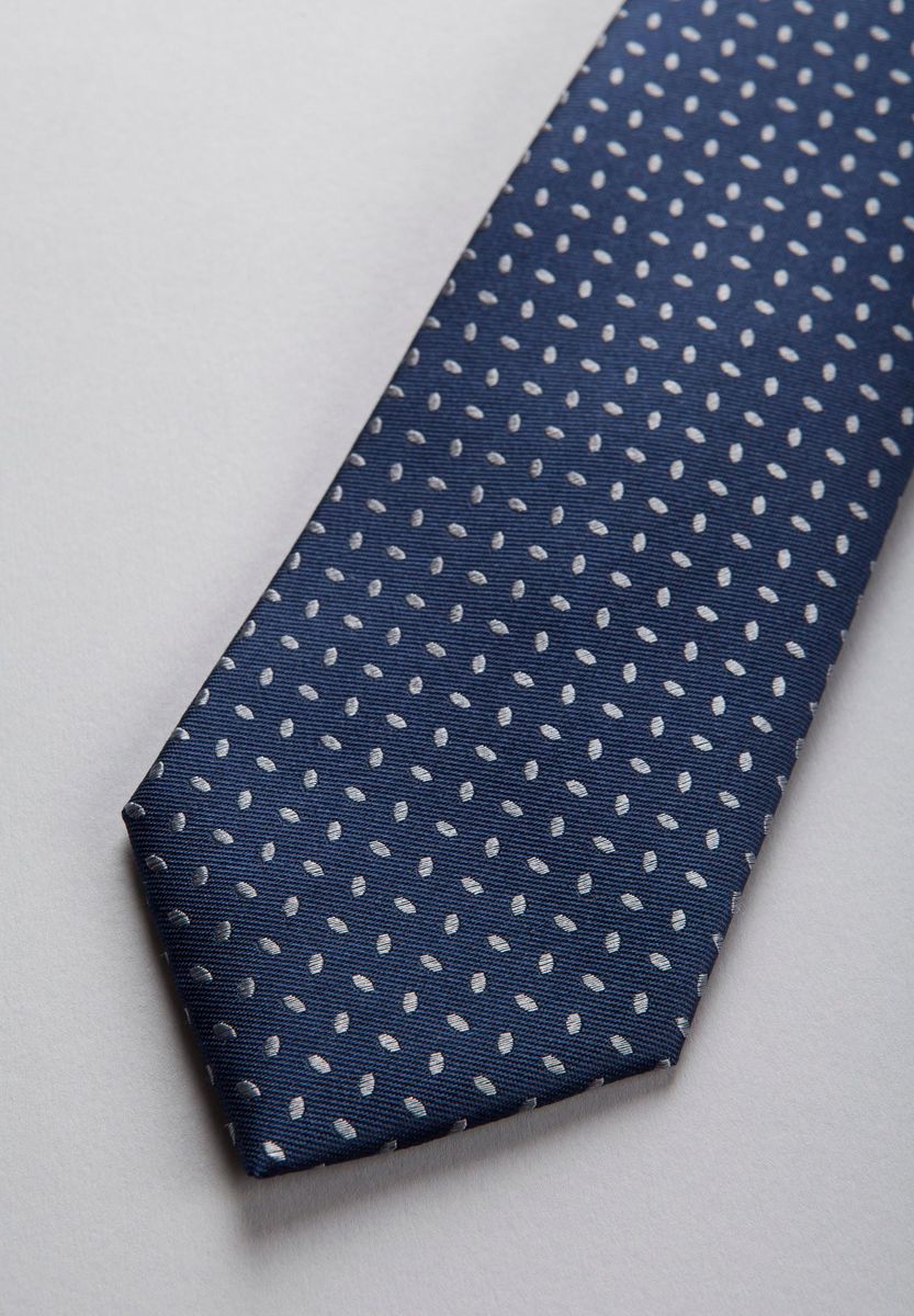Angelico - Cravatta blu seta piccoli semi perla - 2