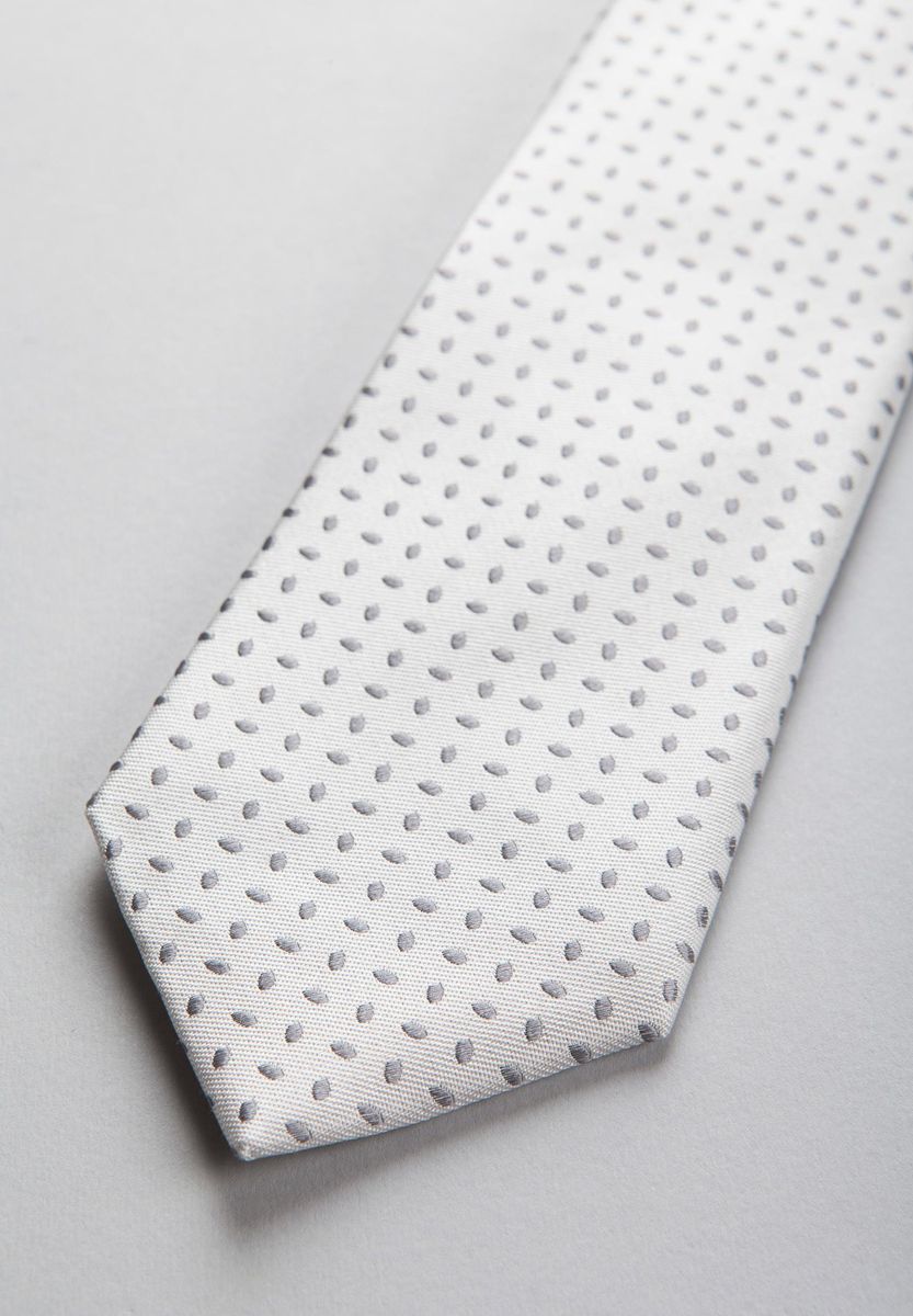 Angelico - Cravatta bianca seta piccoli semi perla - 2