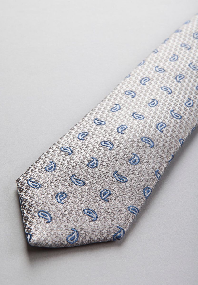 Cravatta grigio-blu seta gocce piccole