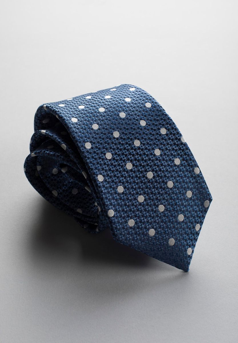 Angelico - Cravatta blu chiaro seta pois perla medi - 1