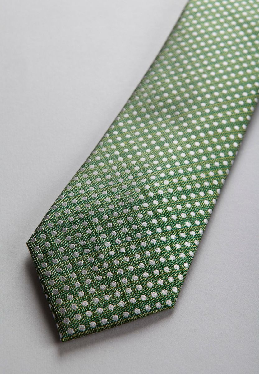 Cravatta verde pois medi perla seta