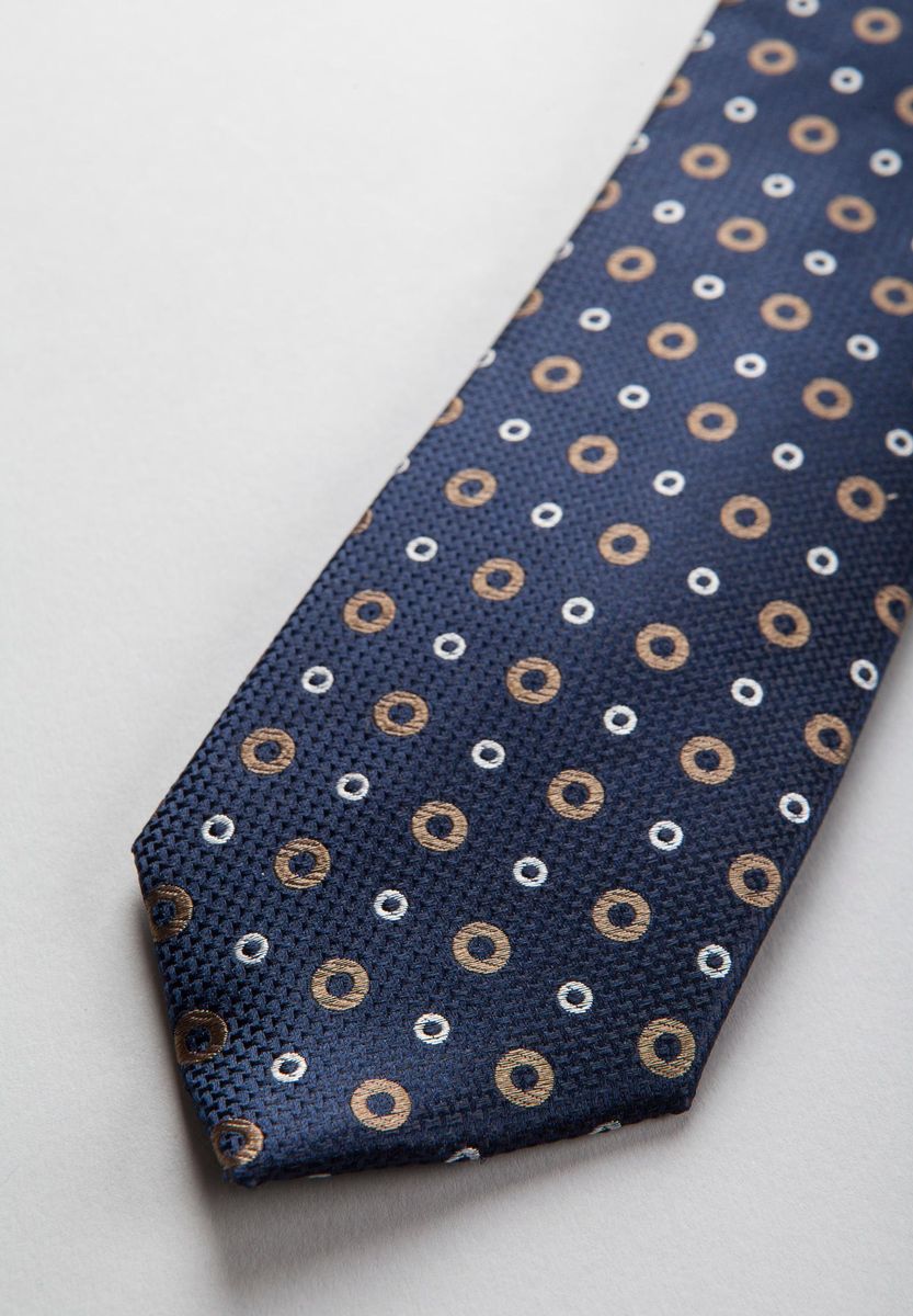Cravatta blu seta cerchi moro-azzurri